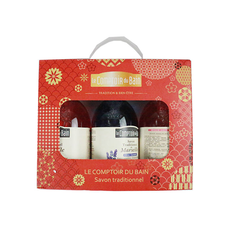 定制化妆品洗发水盒沐浴礼品套装面霜包装，带压花可折叠文件夹类型