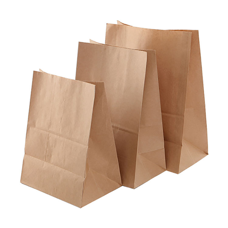 可回收棕色牛皮纸袋方底食品包装用于披萨牛奶寿司果冻沙拉食品级纸袋