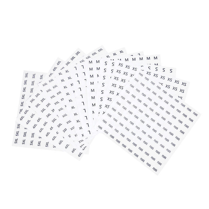 Custom PVC Clothing Size Stickers, 1.5cm Round Transparent Labels, XS to 4XL for Apparel Tagging & Small Brand Marking