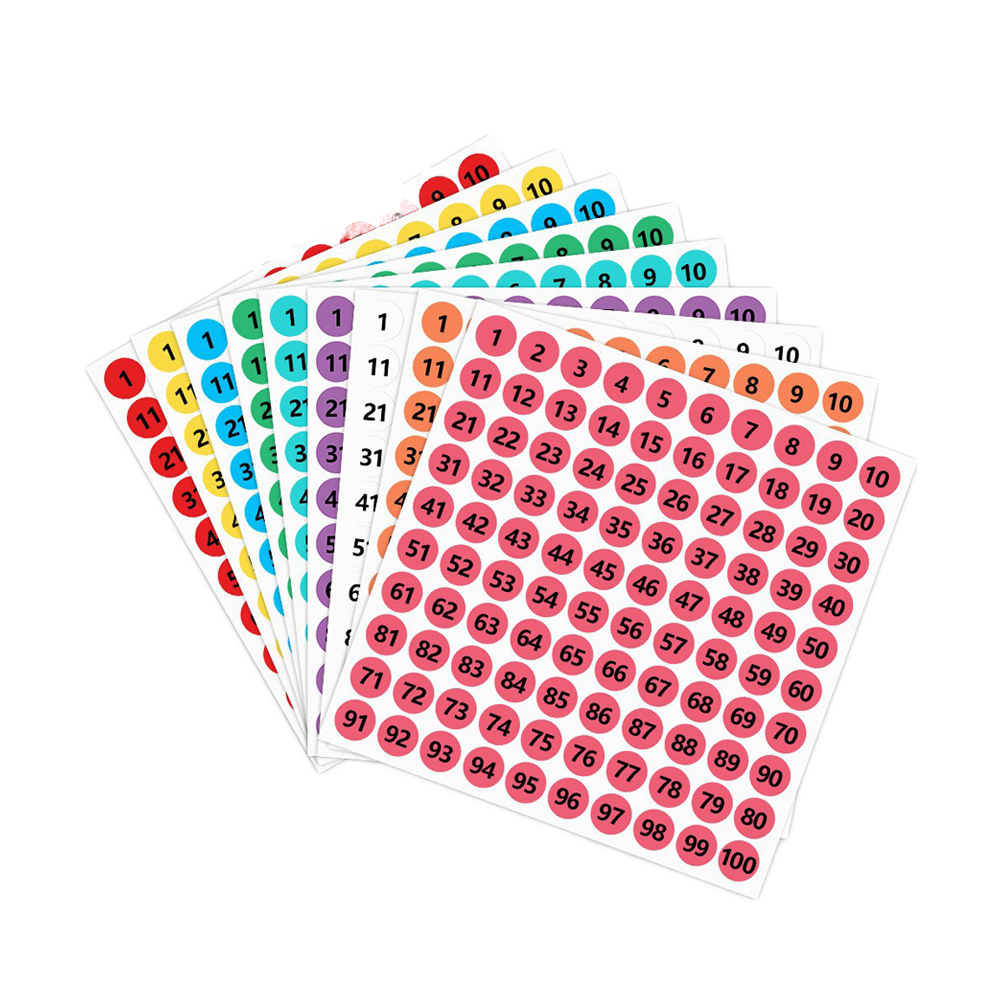 Wholesale Colorful Round Number Stickers, Waterproof Self-adhesive PVC/Vinyl Paper Labels for Home, Office, Gifts & Crafts