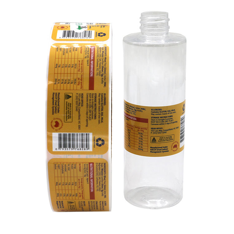 成分列表卷标签-食品级防水和可定制的营养事实，过敏原信息和产品包装